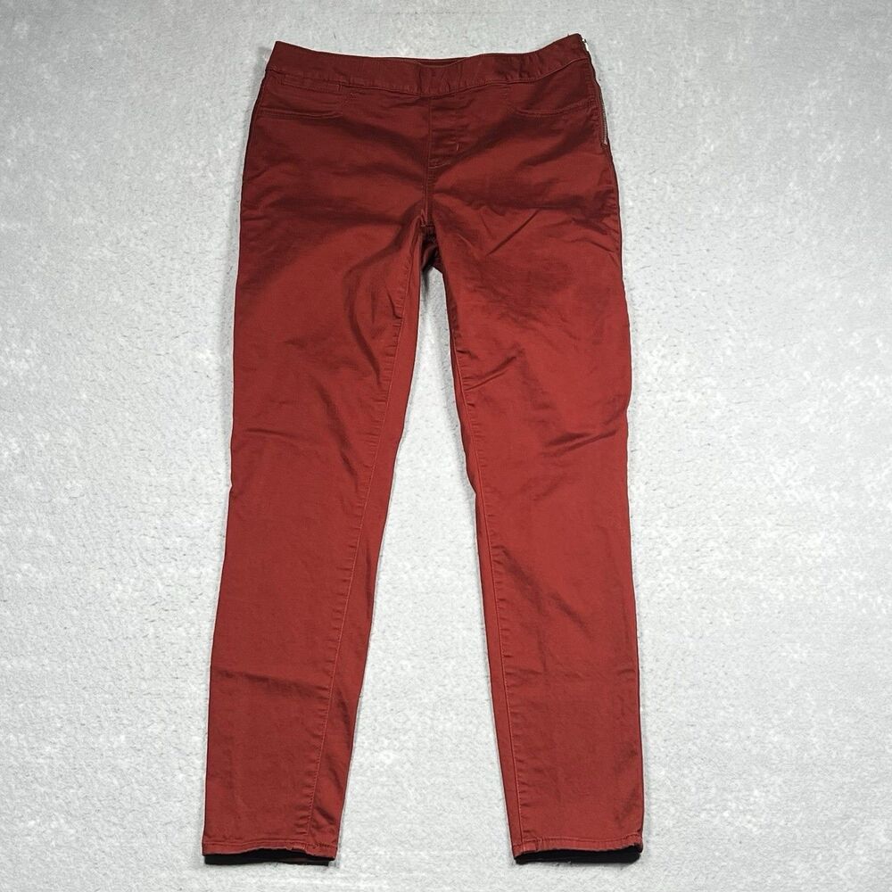 Karen Millen High Rise Skinny Pants Womens Size 8 Red Orange Zip Inseam 28 in
